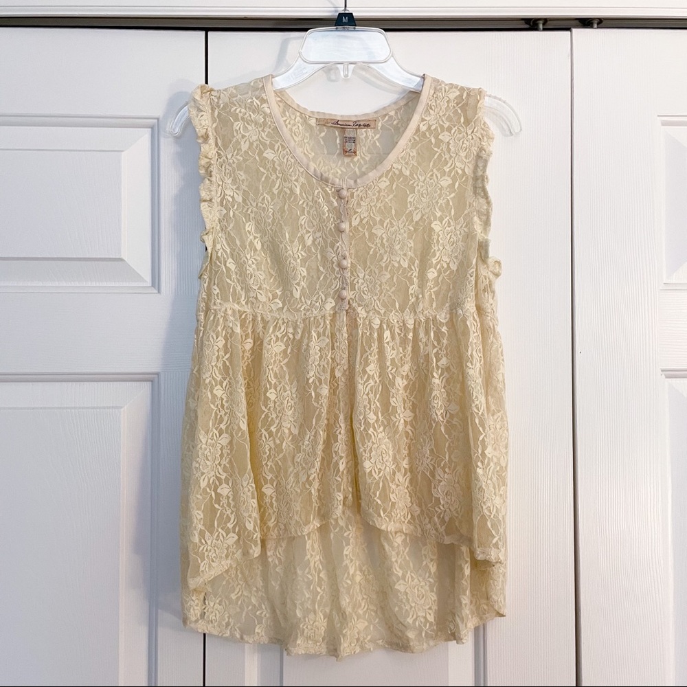American Rag Smocked Lace Top